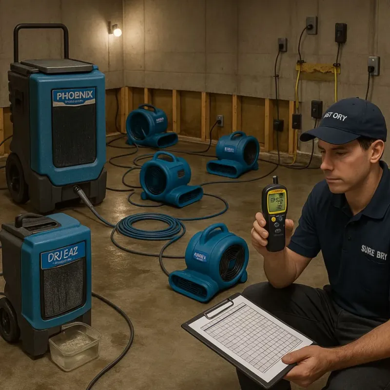 Structural Drying and Dehumidification process in Hays, NC